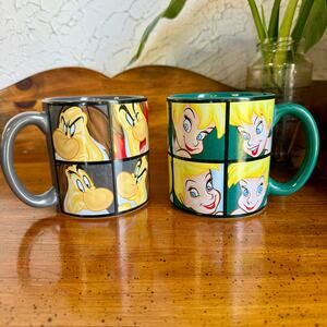 Disney Store Tinker Bell Mug Green Pop Art Faces Vintage Fairy Cup Collectible